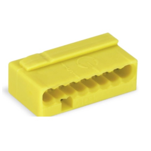 Wago Micro Push Wire Connector, 8 Conductor, 22-18 AWG, Yellow, Case of 50 (Wago 243-508)
