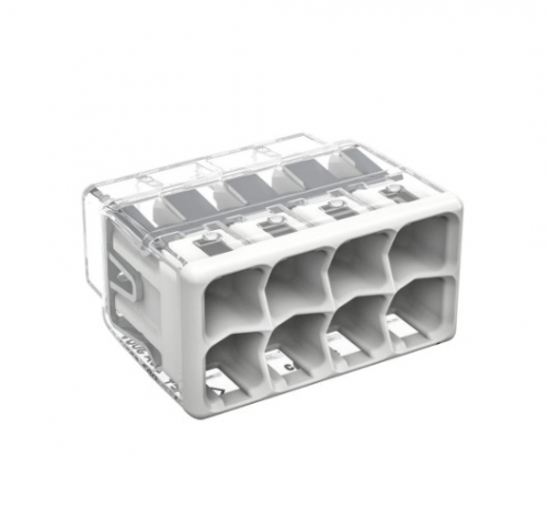 Wago Compact Splicing Connector, 8-Conductor, Light Gray, Pack of 40, Box of 40 (Wago 2773-408/K000-0002)