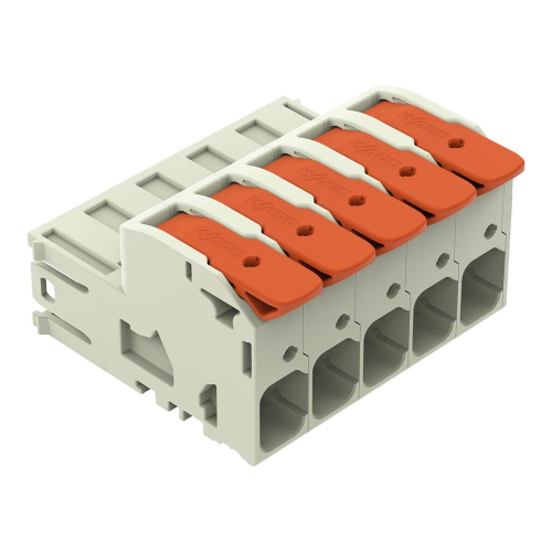 Wago 2-in Male Connector, Cage Clamp, 1 Conductor, 5 Pole, Light Gray (Wago 832-1205)