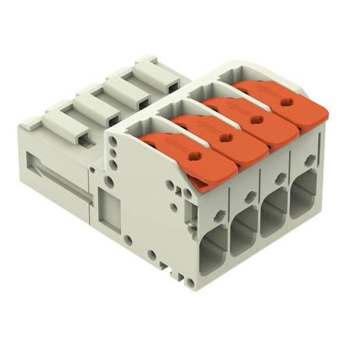 Wago 1.94-in Male Connecter, Cage Clamp, 1 Connector, 4 Pole, Light Gray (Wago 831-1204)