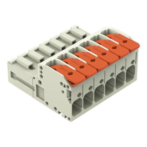 Wago 1.94-in Male Connecter, Cage Clamp, 1 Connector, 6 Pole, Light Gray (Wago 831-1206)