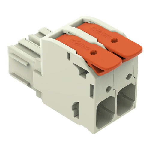 Wago 1.96-in Female Connector, Cage Clamp, 1 Conductor, 2 Pole, L Gray, Case of 20 (Wago 832-1102/037-000)