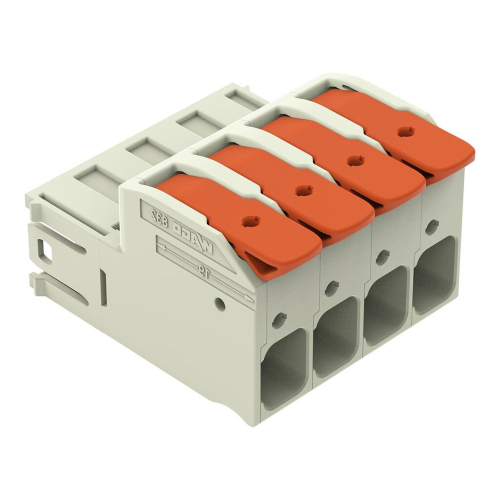 Wago 2-in Male Connector, Cage Clamp, 1 Conductor, 4 Pole, Light Gray (Wago 832-1204)