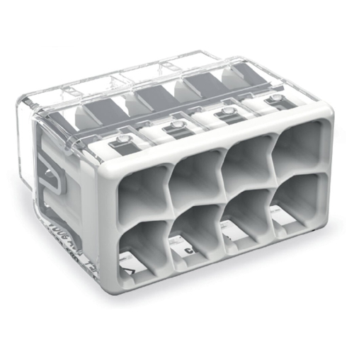Wago 0.84-in Push Wire Connector, 8 Conductor, 450V, L Gray, 50 Pack, Case of 10 (Wago 2773-408/K000-0007)