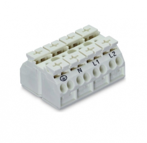 Wago Chassis Mount Terminal Strip w/o Contact, 4 Conductor, 4-Pole, Screw, White, Case of 200 (Wago 862-1604)