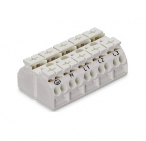 Wago Chassis Mount Terminal Strip Ex w/o Contact, 4 Conductor, 5-Pole, Screw, White, Case of 200 (Wago 862-1605/999-950)
