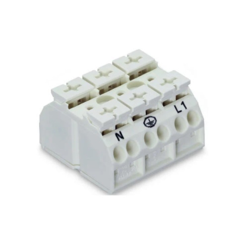 Wago Chassis Mount Terminal Strip w/o Contact, 4 Conductor, 3-Pole, Snap-in, White, Case of 250 (Wago 862-2693)