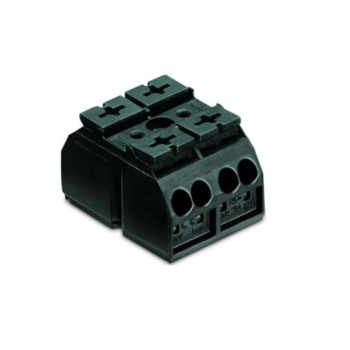Wago Chassis Mount Terminal Strip w/o Contact, 4 Conductor, 2-Pole, 2 Snap-in Feet, Black, Case of 500 (Wago 862-532)