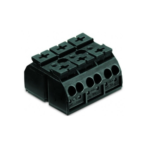 Wago Chassis Mount Terminal Strip w/o Contact, 4 Conductor, 3Pole, 3