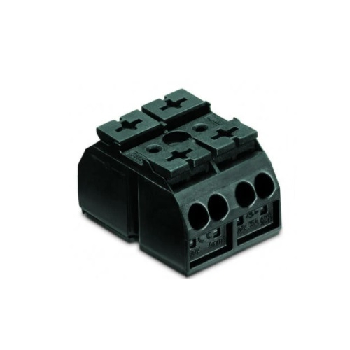 Wago Chassis Mount Terminal Strip w/o Contact, 4 Conductor, 2-Pole, Screw, 2 x Pin, Black, Case of 500 (Wago 862-552)