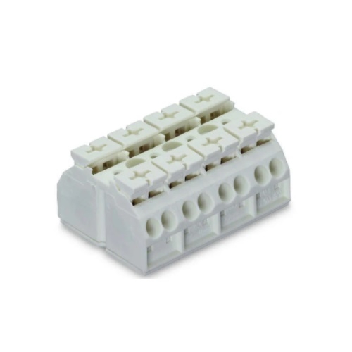 Wago Chassis Mount Terminal Strip w/o Contact, 4 Conductor, 4-Pole, Screw, White, Case of 200 (Wago 862-604)