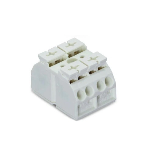 Wago Chassis Mount Terminal Strip w/o Contact, 4 Conductor, 2-Pole, 2 Snap-in Feet, White, Case of 500 (Wago 862-632)