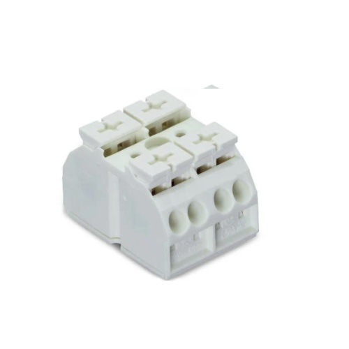 Wago Chassis Mount Terminal Strip, 4 Conductor, 2-Pole, Self-Tapping Screw, 2 x Pin, White, Case of 500 (Wago 862-662)