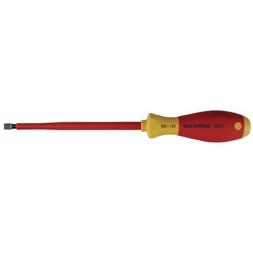 Wiha 5" Round SoftFinish Insulated Slotted Screwdriver (Wiha 32024)