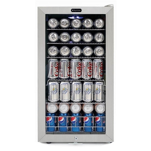 Whynter 85W Beverage Cooler, 120-Can, 115V, Stainless Steel